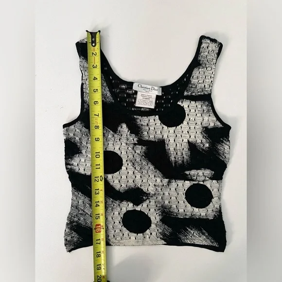 Christian Dior Boutique Galliano Era Crop Knit Painted Perforated Tank Art 10 - Picture 4 of 10
